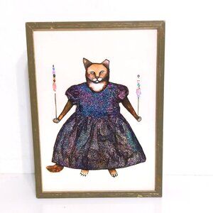 Anthropomorphic Cat in Gown Dress Mini Framed Canvas Print by Eli Halpin 5x7